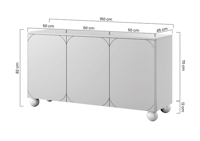 Comoda Sonia II Round - 150 3U Olive cu Picioare Rotunde