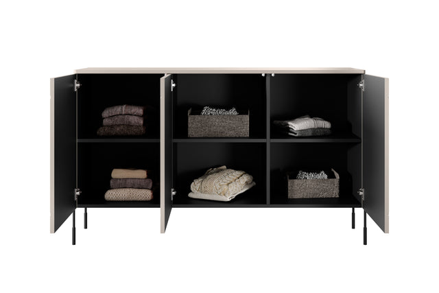 Comoda Sonia 150 3U Beige cu Picioare Metalice