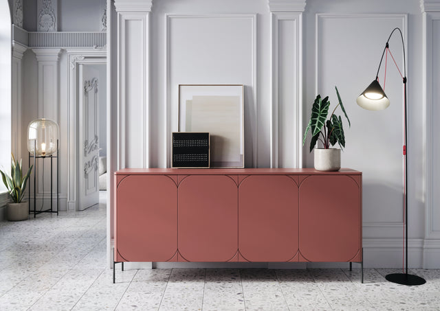 Comoda Sonia 200 4U Burgundy cu Picioare Metalice