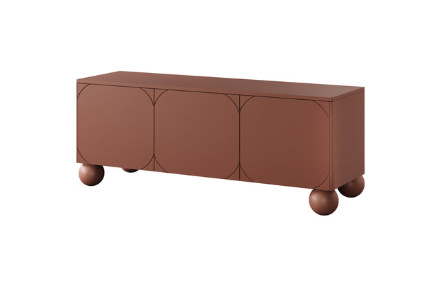 Comoda TV Sonia II Round - 150 3U Burgundy cu Picioare Rotunde