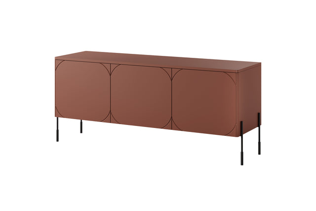 Comoda TV Sonia - 150 3U Burgundy cu Picioare Metalice