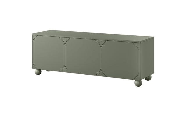 Comoda TV Sonia II Round - 150 3U Olive cu Picioare Rotunde