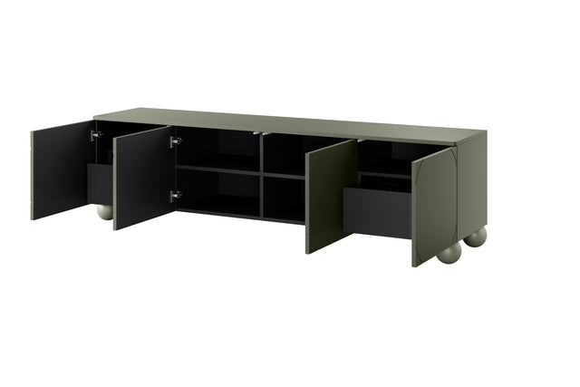 Comoda TV Sonia II Round- 200 4U Olive cu Picioare Rotunde