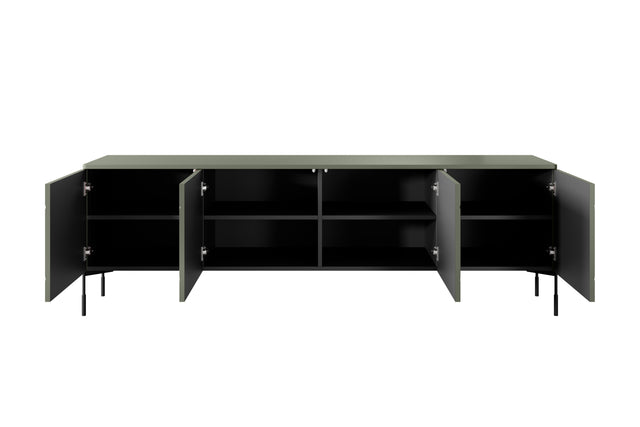 Comoda TV Sonia - 200cm 4U Olive cu Picioare Metalice