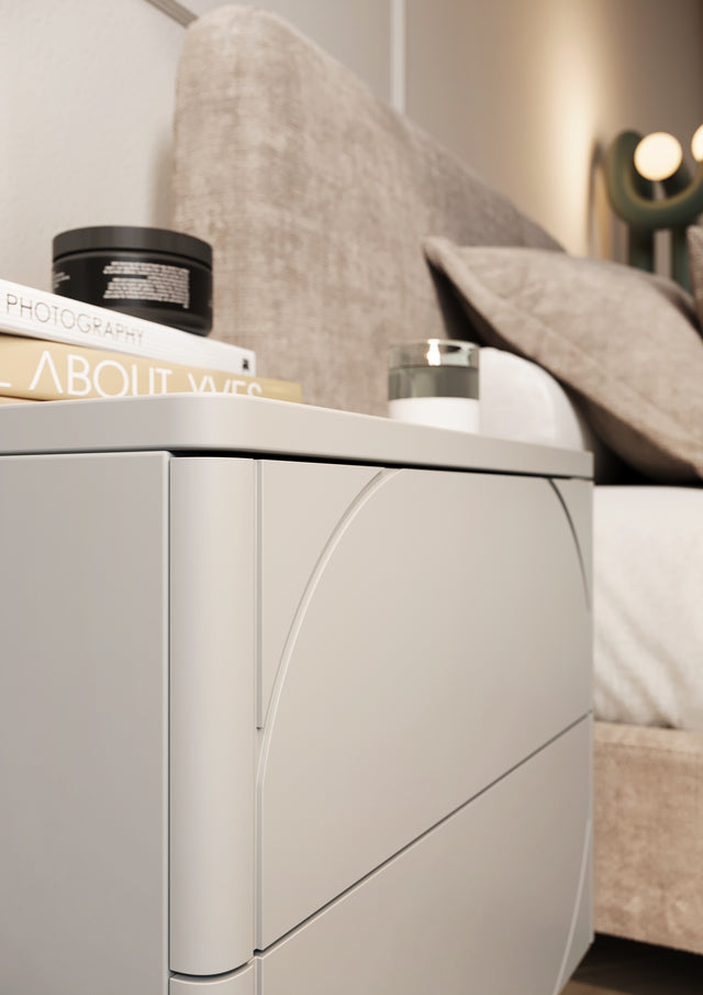 Noptiera Sonia II Round - Beige cu Picioare Rotunde