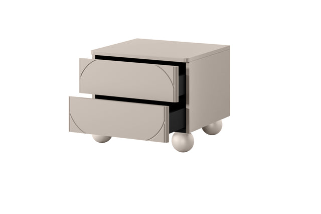 Noptiera Sonia II Round - Beige cu Picioare Rotunde