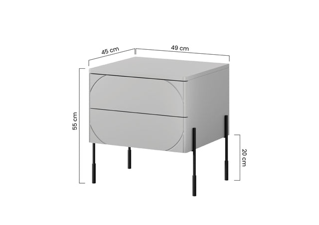 Noptiera Sonia Beige cu Picioare Metalice Negre