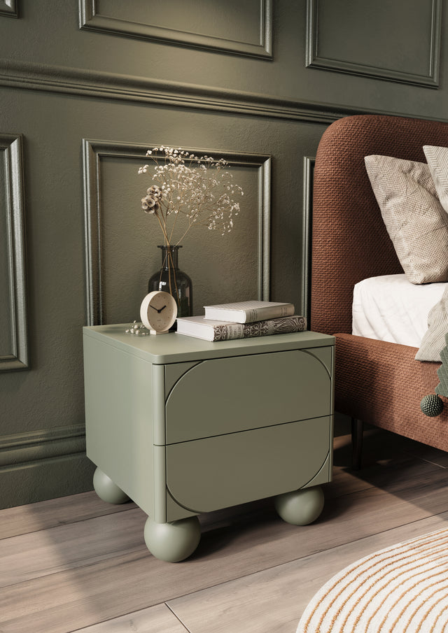 Noptiera Sonia II Round - Burgundy cu Picioare Rotunde