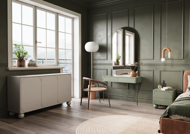 Comoda Sonia II Round - 150 3U Beige cu Picioare Rotunde