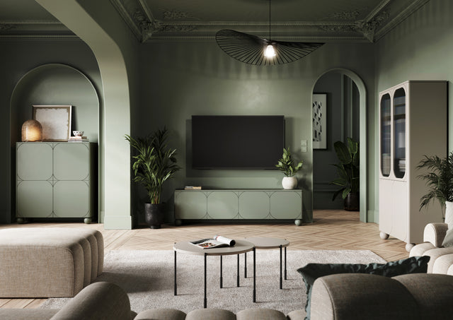 Comoda TV Sonia II Round- 200 4U Olive cu Picioare Rotunde