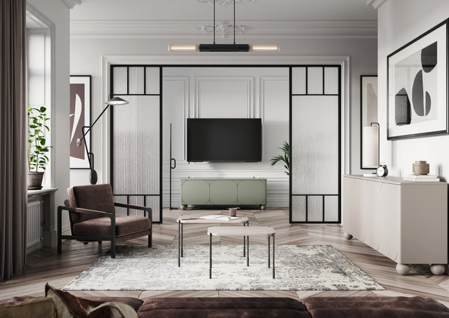 Comoda TV Sonia II Round - 150 3U Olive cu Picioare Rotunde