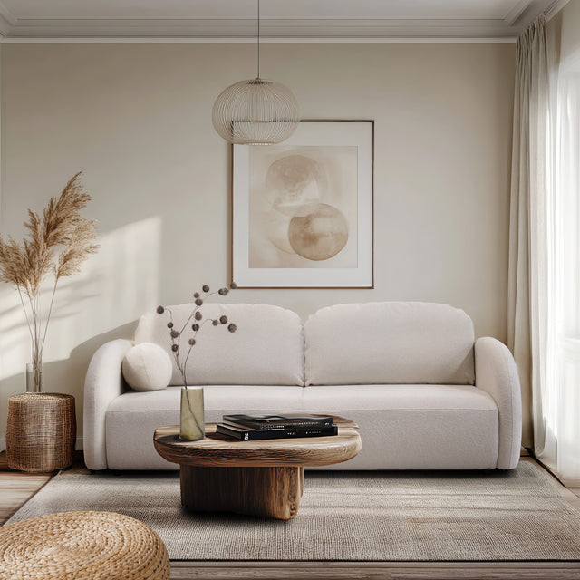 Canapea ROMES extensibila, culoare alba integrata intr-un design minimalist