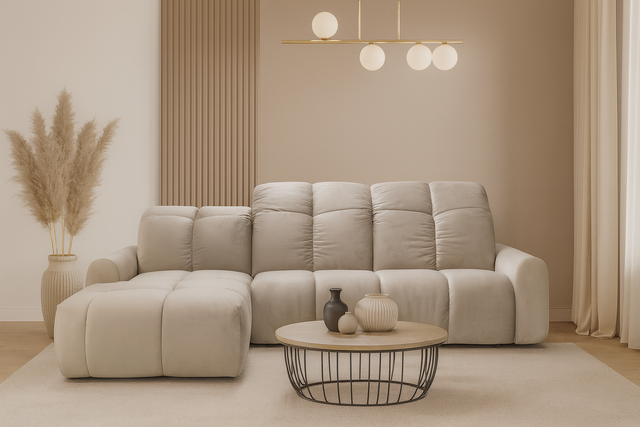 Colțar BOOLES într-un living amenajat, stil contemporan