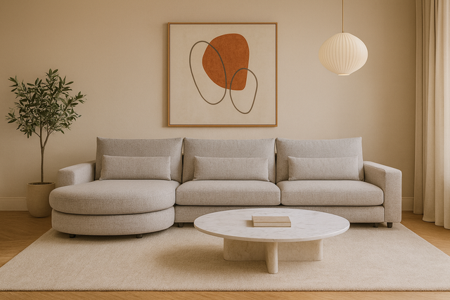 Colțar HUDSI într-un living amenajat modern