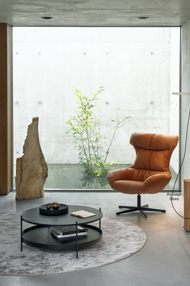 Fotoliu LUNNO rotativ amenajat intr-un design industrial