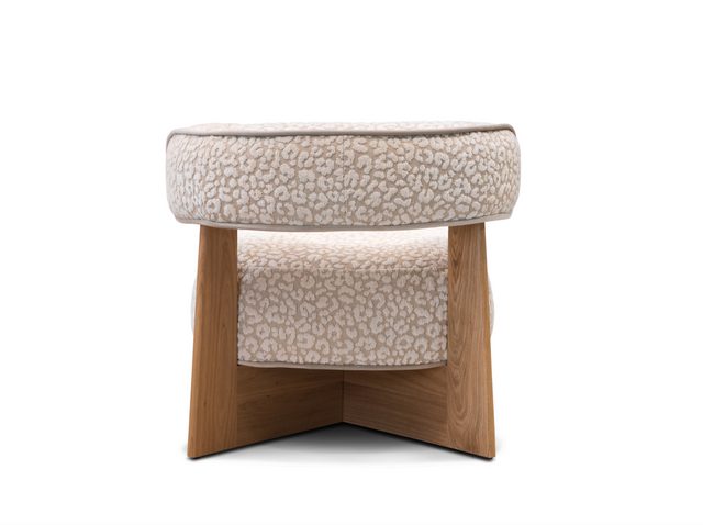 Fotoliu Mousse vedere din spate, imprimeu print, cadru lemn masiv si tapiterie premium la alegere