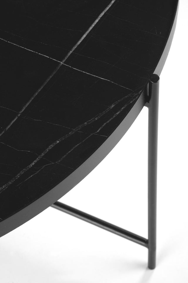 MAsuta cafea ROMEO cu detaliile blatului si a piciorului metalic