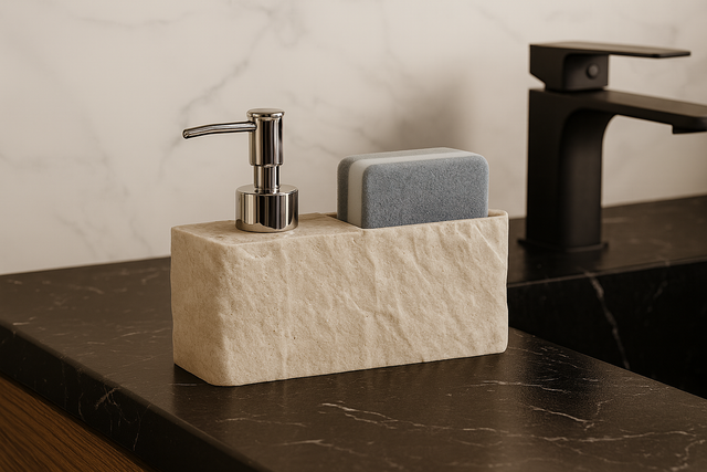 Sapuniera bej accesoriu de baie modern