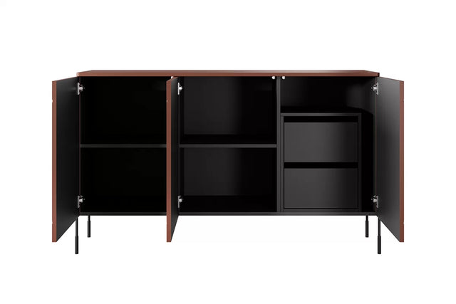 Comoda Sonia 150 3U Burgundy cu Picioare Metalice