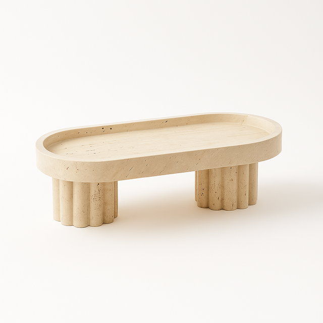 Tavă Decorativă Pompei din marmură bej pentru interior elegant