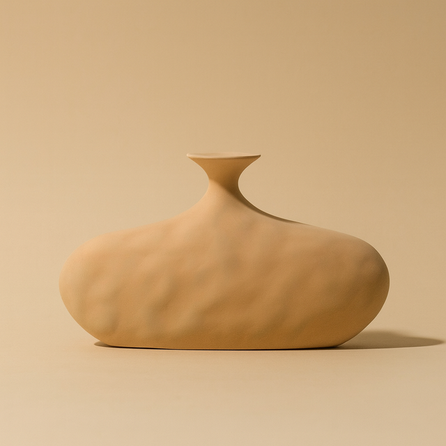 Vază decorativă galbena ceramică, stil minimalist