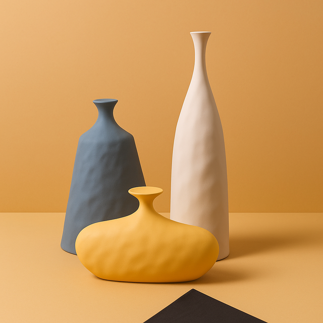 Vaze ceramica in culori calde si siluete moderne
