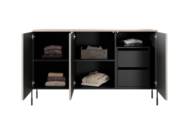 Comoda Sonia 150 3U  Beige cu Picioare Metalice