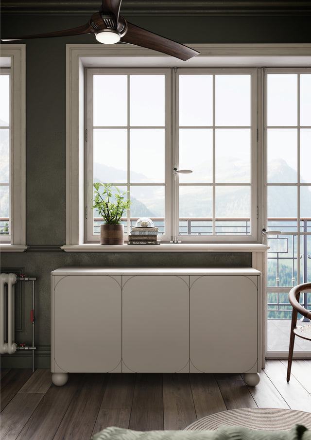 Comoda Sonia II Round - 150 3U Beige cu Picioare Rotunde