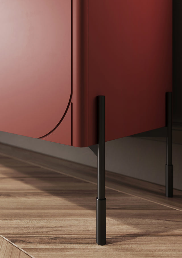 Noptiera Sonia Burgundy cu Picioare Metalice Negre