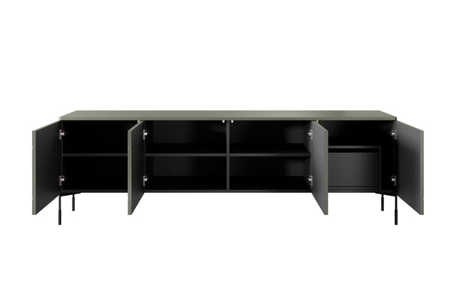 Comoda TV Sonia - 200cm 4U Olive cu Picioare Metalice