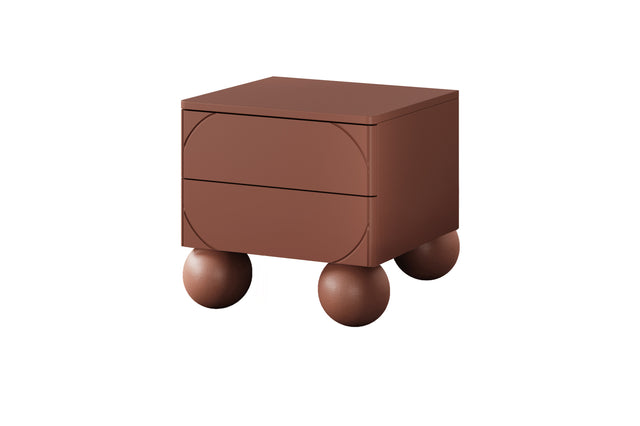 Noptiera Sonia II Round - Burgundy cu Picioare Rotunde