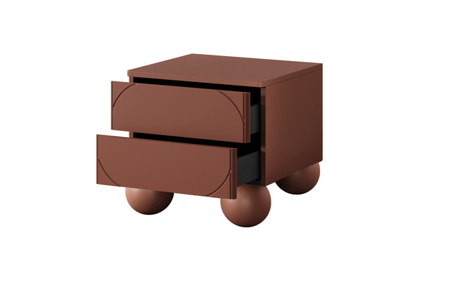 Noptiera Sonia II Round - Burgundy cu Picioare Rotunde