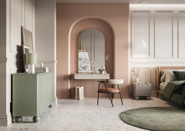 Noptiera Sonia II Round - Beige cu Picioare Rotunde