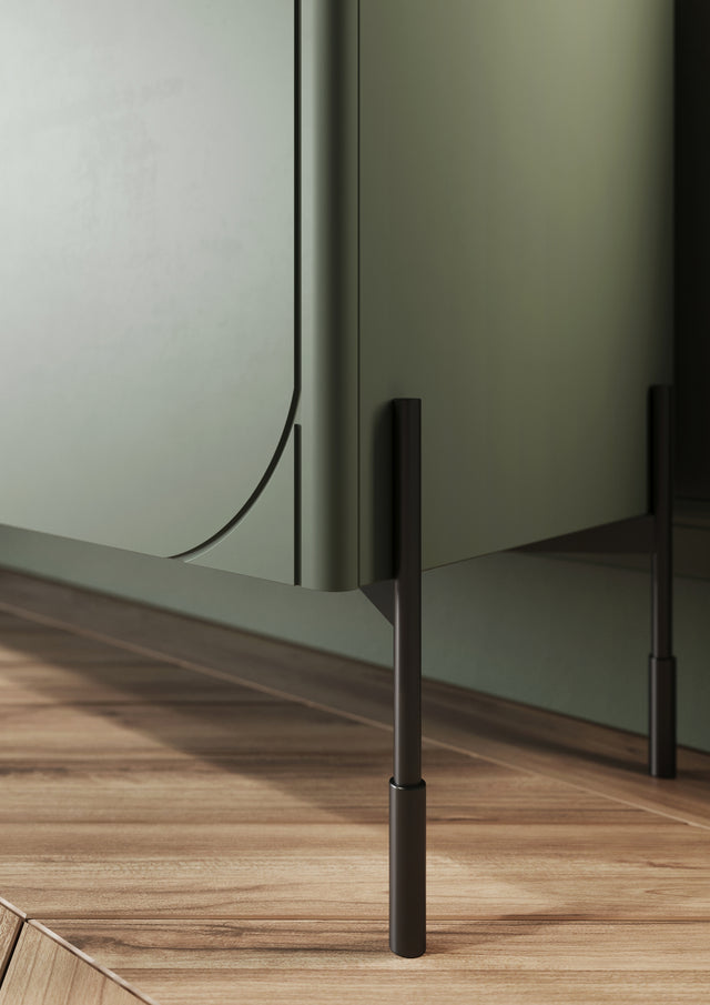 Noptiera Sonia Olive cu Picioare Metalice Negre