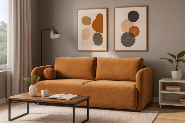 Canapea CAPRI orange într-un living modern