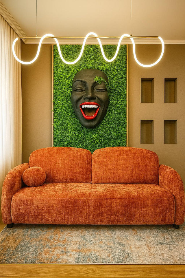 Canapea Romes extensibila portocalie din material textil