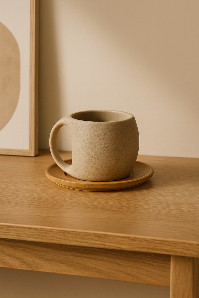 Ceașcă de cafea din ceramică cu suport, set elegant pentru servire