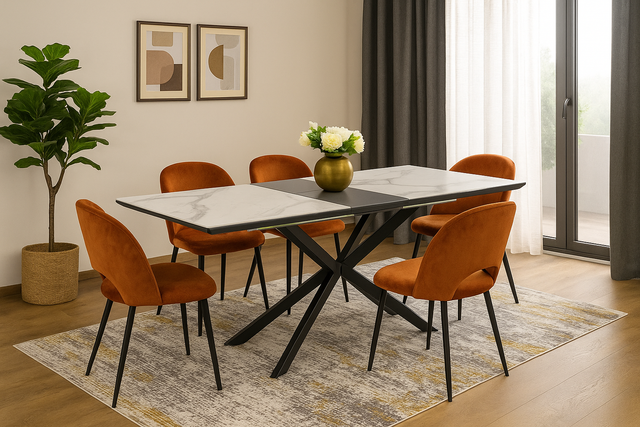 Masă dining DAISY într-o sufragerie modernă