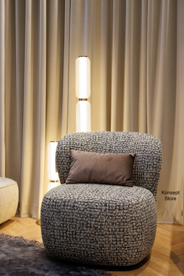 Fotoliu BESSO, vedere frontala, material gri textil, personalizabil