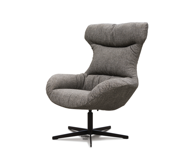 Fotoliu LUNNO rotativ cu picioare metalice negre in material premim vedere lateral