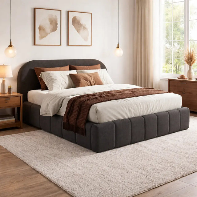 Pat tapițat modern gri LANDOR SLIM 160x200